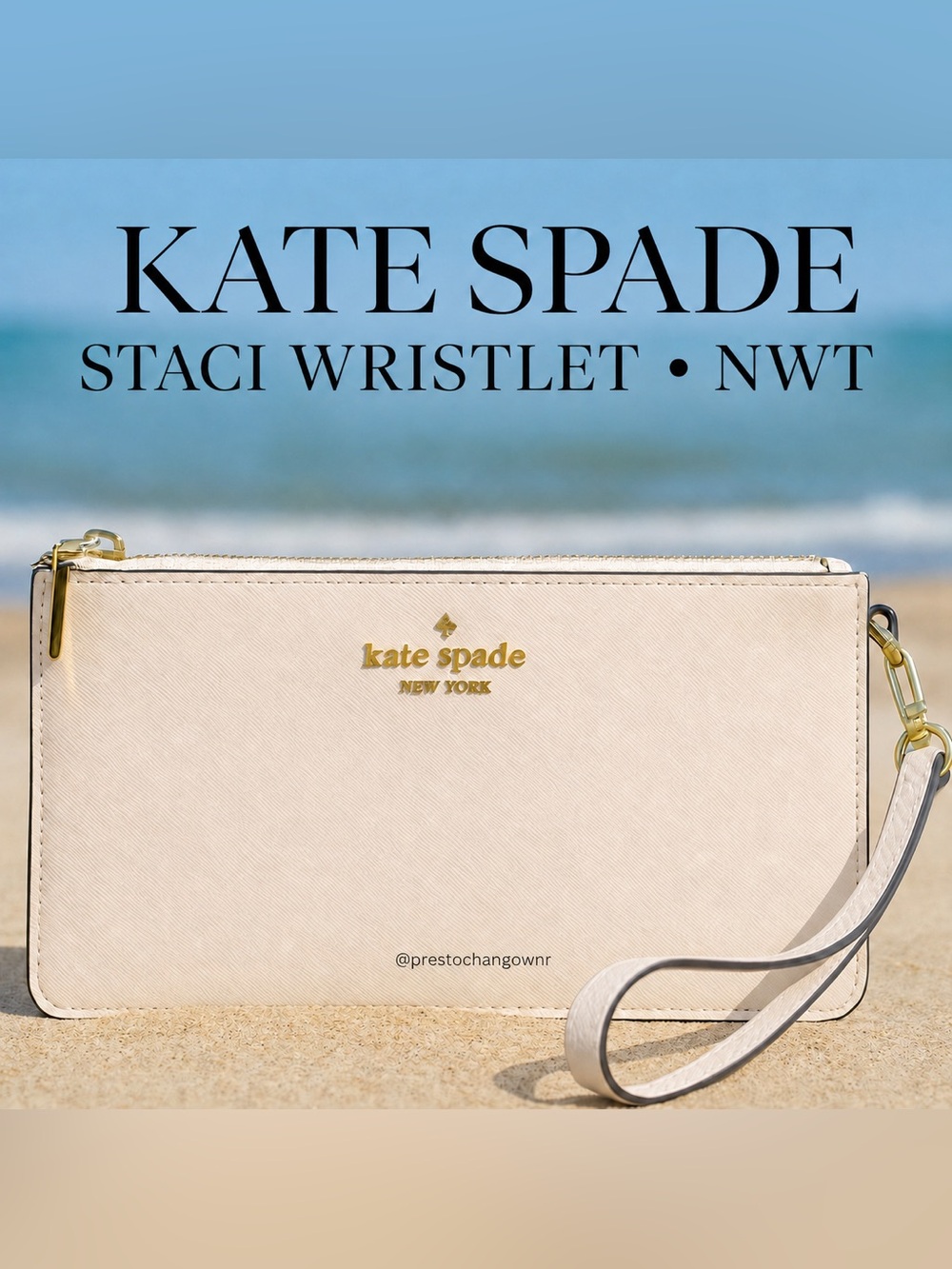Kate Spade Staci Ivory Saffiano Double-Zip Wristlet NWT